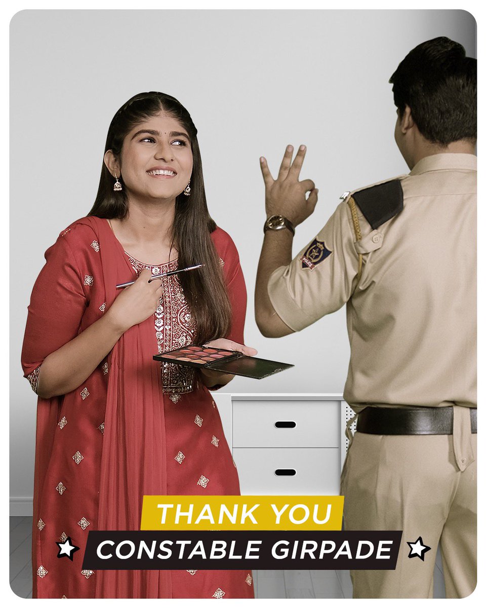 "Thank you #ConstableGirpade for helping me find mera khoya hua special make-up kit 🥰! Main taiyaar kaise hoti without it? 

Tum bhi #ConstableGirpade ko thank you bol do na!"