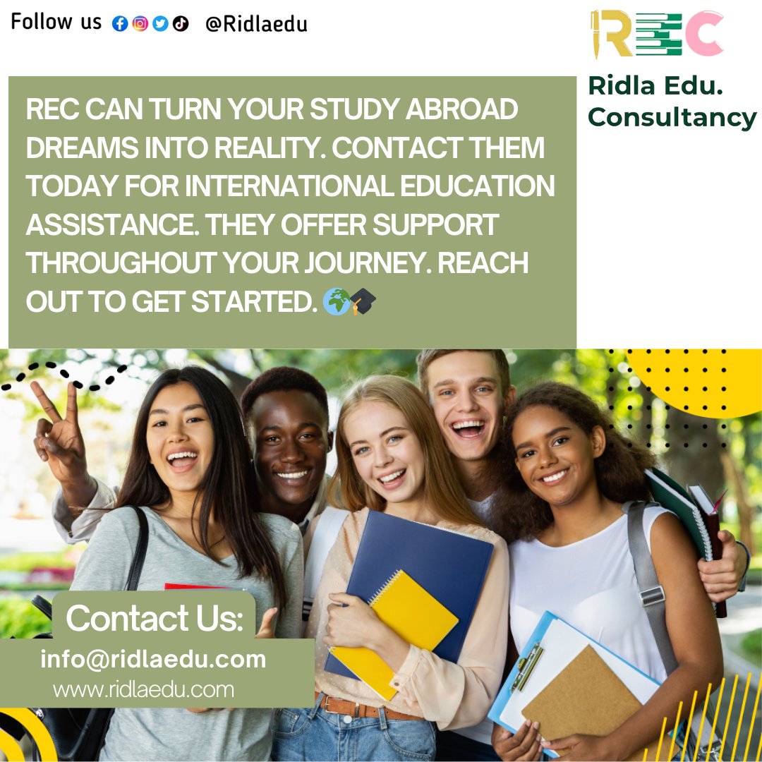 RidlaEdu's tweet photo. Looking to study abroad but feeling overwhelmed with the plethora of options out there? Fret not! REC provides impeccable guidance to help you make the right choice for your academic journey.
#StudyAbroad #REC #getprofessionalhelp https://t.co/zToiHCQBZo