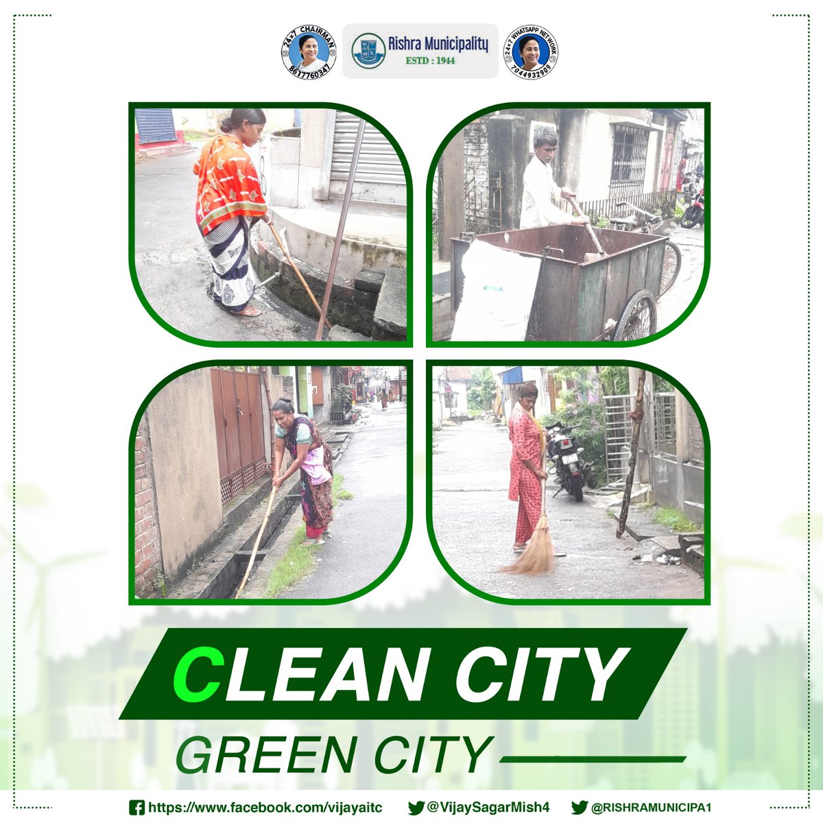 Clean Rishra, Happy Citizens Rishra Municipality's mission #cleancitygreencity #cleanandgreen #ecocity #cleanenvironment #gogreen #greencommunity #cleanliving #rishra #gorbersohorrishra @RISHRAMUNICIPA1 @wbdhfw @MamataOfficial @abhishekaitc
