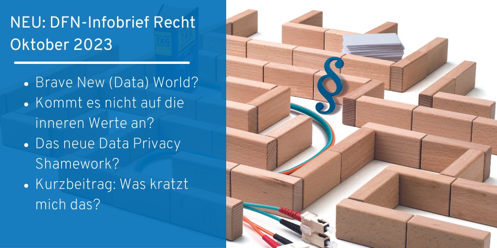 🥳Der neue #DFNInfobriefRecht ist online! Diesen Monat berichtet die Forschungsstelle Recht der <a href="/uni_muenster/">Universität Münster</a> über 👩‍⚖️Datenschutzrecht im #Metaverse, Kritik an der aktuellen Praxis des #elending &amp; über das neue EU-US Data Privacy Framework. 👉 dfn.de/dfn-infobrief-…