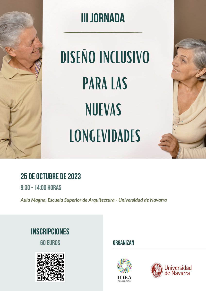 nuria_garro's tweet photo. III Jornadas "DISEÑO INCLUSIVO PARA LAS NUEVAS LONGEVIDADES" 25 OCT en @etsaunav @unav 

¿Están las ciudades, los espacios, las edificaciones preparadas para afrontar el reto de la #longevidad?  ¿Qué dice la #neuroarquitectura el #neurodiseño?

@sngeriatria
@Pamplonacultura https://t.co/Hych6kToWf