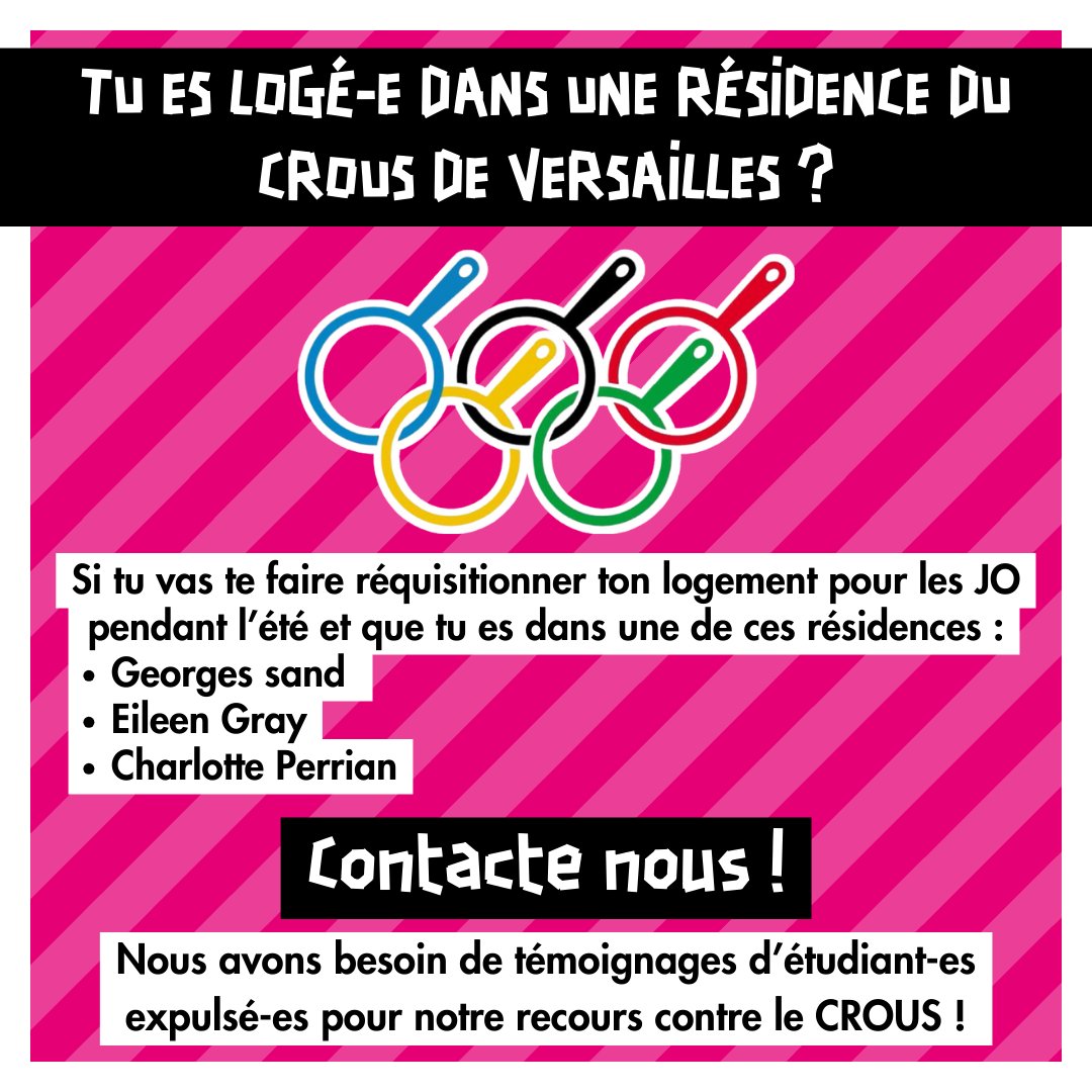 SolidairesEtu's tweet photo. ▶️Appel à témoignage ! Si tu est logé-e dans une résidence CROUS de Versaille, contacte-nous ! https://t.co/RnQQsNFdeu