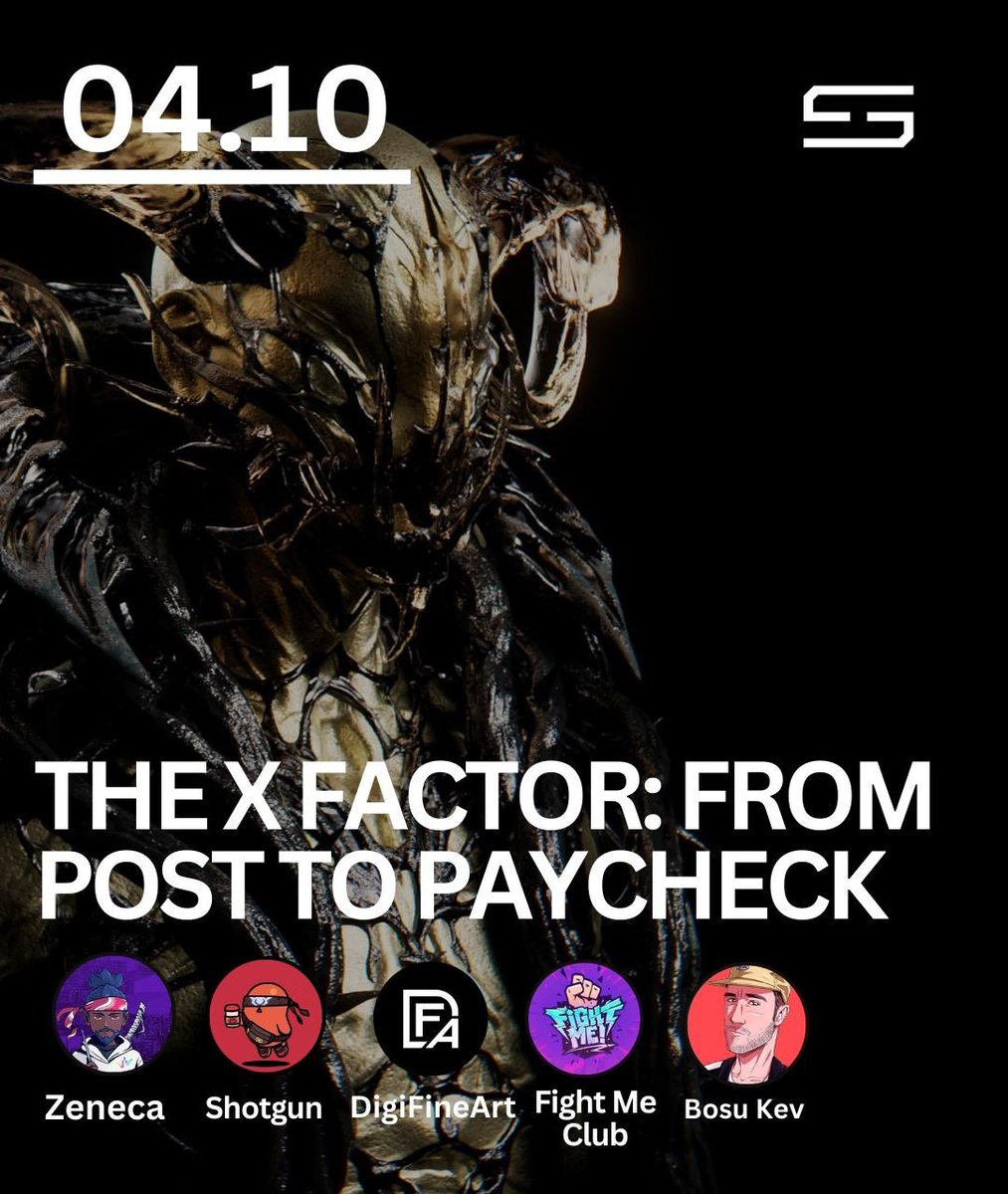 TheSynth3sis's tweet photo. Get ready for todays spaces with
☑️@Zeneca
☑️@shotguncaio
☑️@DigiFineArt
☑️@Fight_Me_Club
☑️@kevinfinalbosu

⏰ We start in 10 hours.

❓ Will you join?

👇 Click this link
https://t.co/oqk9sfIvKV https://t.co/ZbXxeKiwCx