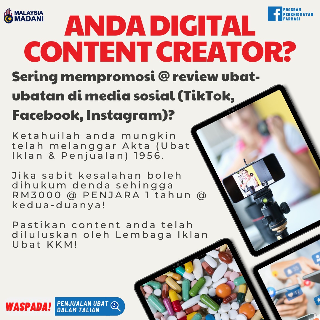 kkm_sdbb's tweet photo. Perhatian!
Sebarang ulasan @ siaran berkaitan Ubat Berdaftar termasuklah di media sosial adalah dikategorikan sebagai Iklan dan memerlukan kelulusan Lembaga Iklan Ubat (KKLIU) terlebih dahulu. 
 
#AdaKKLIUBaruOK
Waspada Penjualan Ubat Dalam Talian 2023 https://t.co/VRYcwl0Ej7