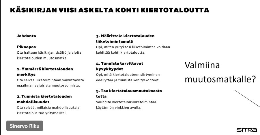 .<a href="/kiertotalous_FI/">Kiertotalous-Suomi</a>:n kahveilla pureuduttiin #kiertotalous-liiketoimintamallien kehittämiseen <a href="/SitraFund/">Sitra</a>:n <a href="/rikusinervo/">Riku Sinervo</a>:n vedolla. Keskeistä etsiä arvoketjuista hukkaa mutta myös niitä kohtia, joissa jo toimitaan kiertotalouden mukaan. Laadukas #data👍💛Ks.👇kiertotaloussuomi.fi/toimijat/yrity…