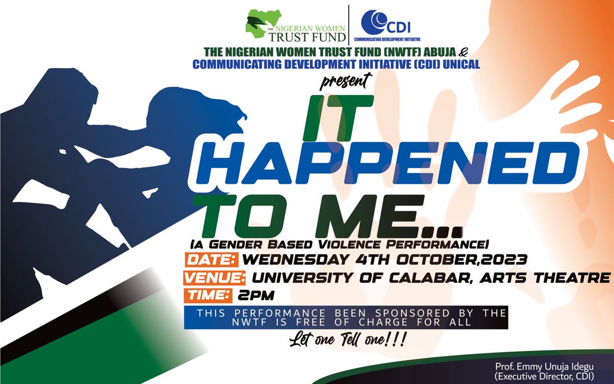 Happening Today 2pm
@ Department of Theater Arts, University of Calabar. It's totally free, come and be dramatically drilled!!

Emmy Idegu,

Sponsored by
@NigerianWomenTrustFund

 <a href="/WomanifestoNg/">#NigerianWomenOccuppyNass</a>