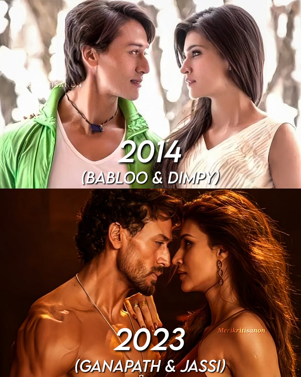 kStallion44's tweet photo. Then vs Now😎
#KritiSanon 
#tigershroff 
#Ganapath 
@kritisanon 
@iTIGERSHROFF https://t.co/fx3sMcXmIp