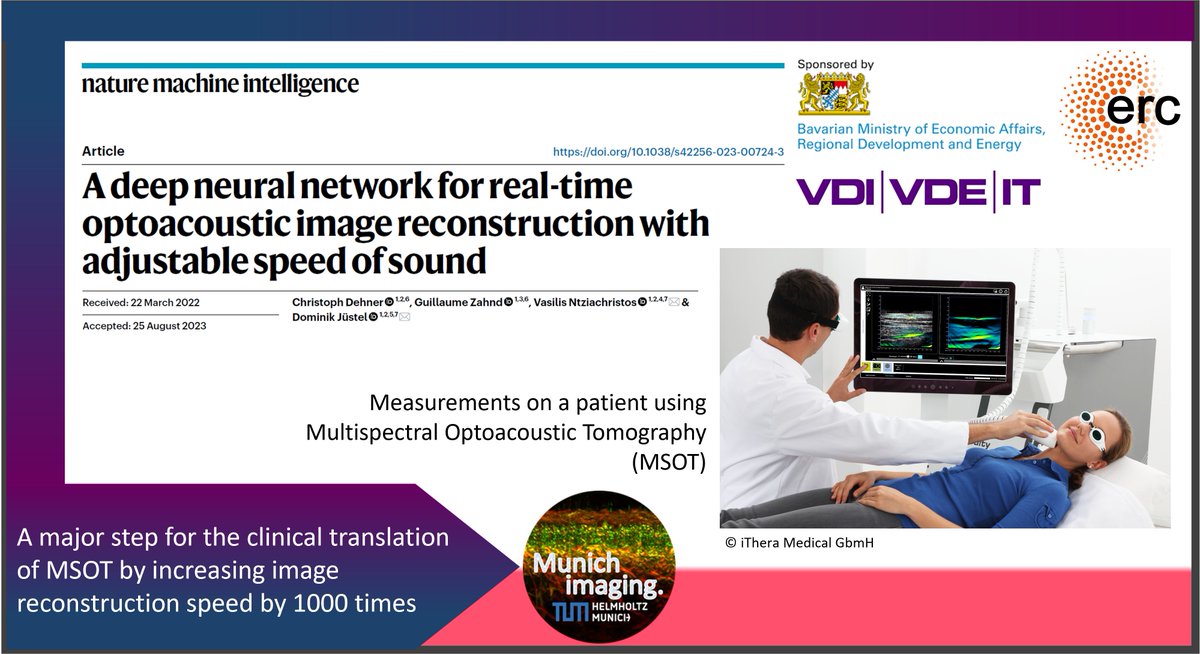 MunichImaging (@munichimaging) on Twitter photo We developed a neural network capable of reconstructing high-quality #optoacoustic #images about 1000 times faster than the state-of-the-art #algorithm with virtually no loss in image quality.
Read <a href="/NatMachIntell/">Nature Machine Intelligence</a>
nature.com/articles/s4225…
<a href="/BayStMWi/">Bayerisches Wirtschaftsministerium</a> <a href="/VDIVDE_IT/">VDI/VDE Innovation + Technik GmbH</a> @ERC_research
#AI We developed a neural network capable of reconstructing high-quality #optoacoustic #images about 1000 times faster than the state-of-the-art #algorithm with virtually no loss in image quality.
Read <a href="/NatMachIntell/">Nature Machine Intelligence</a>
nature.com/articles/s4225…
<a href="/BayStMWi/">Bayerisches Wirtschaftsministerium</a> <a href="/VDIVDE_IT/">VDI/VDE Innovation + Technik GmbH</a> @ERC_research
#AI
