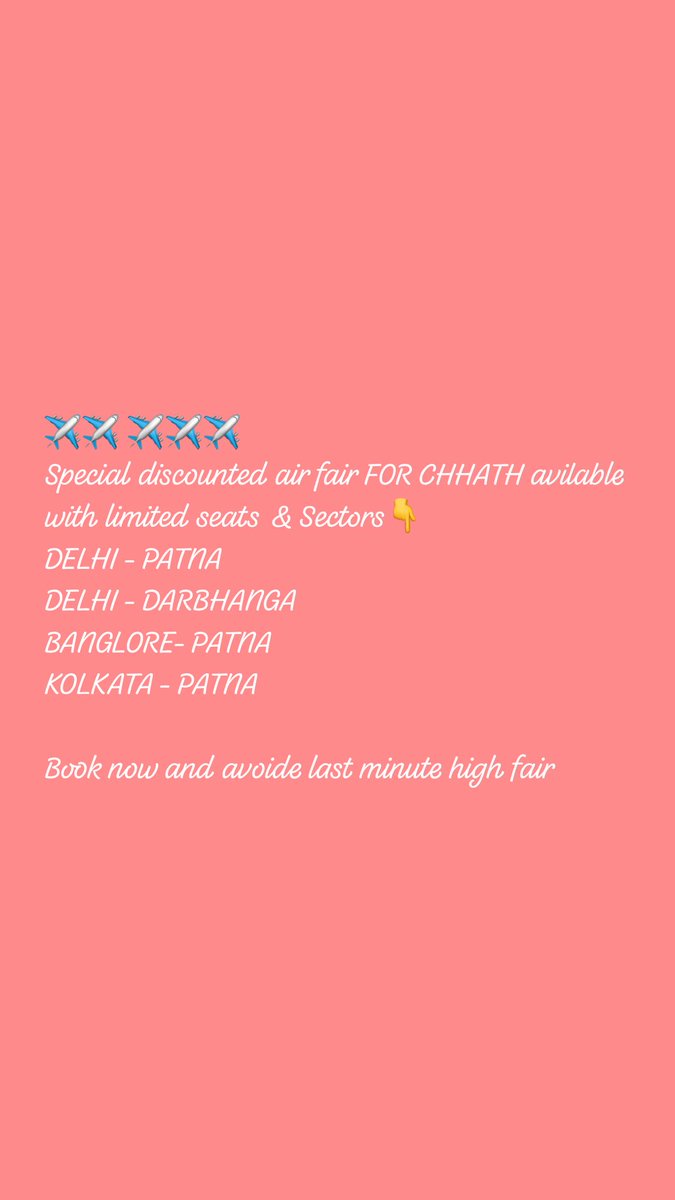 premsst's tweet photo. Dm now ⁦@adventure_steps⁩ for best rates #flight #chhath_puja #bihar #adventure_steps #discount https://t.co/uWL1xxkNFQ