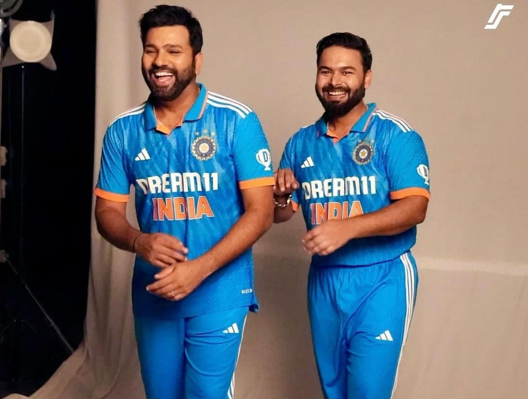 Rishabh Pant &amp; Rohit Sharma during Dream 11 shoot.