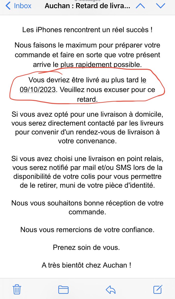chrisng09's tweet photo. Suite. #iphone15problem
Ne PLUS JAMAIS commander sur #auchanfrance 
A ce jour AUCUNE NOUVELLE. Pas de changement de statut. Le service client a part redire la meme chose n’apporte aucune VRAIE réponse. #INCROYABLEMENTMAUVAISE expérience. https://t.co/8PqqDiHDE1
