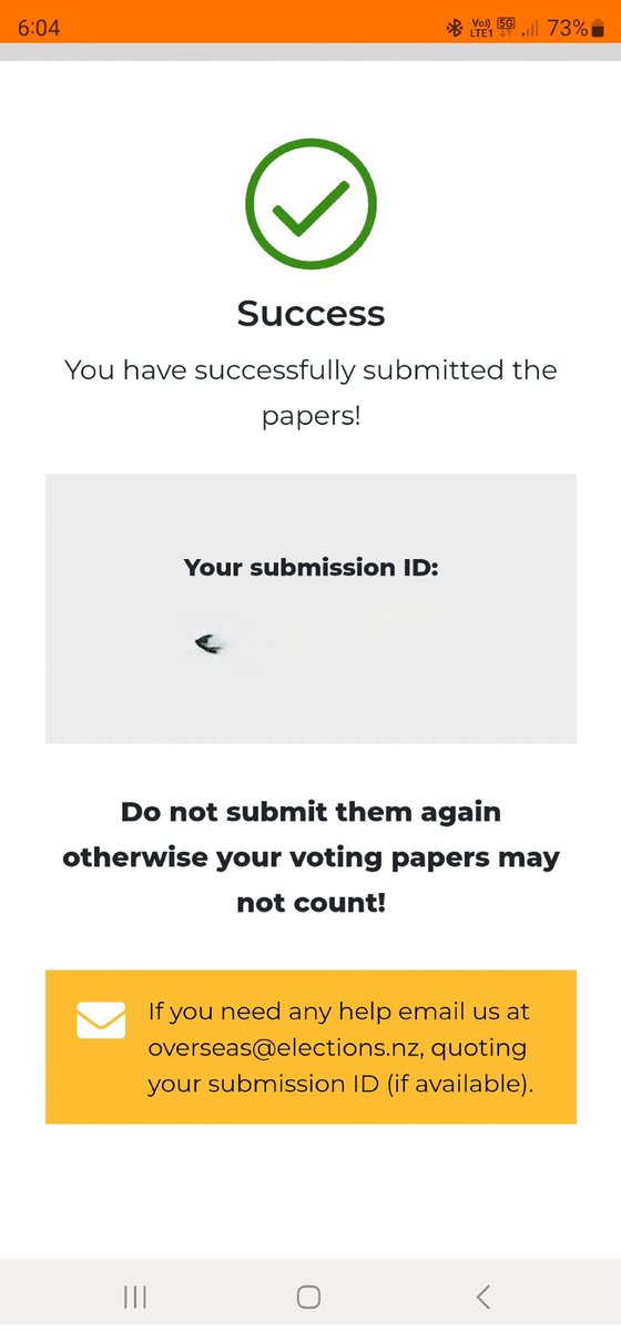 I did it! 👌👍
I have successfully voted! Can't find a red tick so it gets a red heart! ❤️