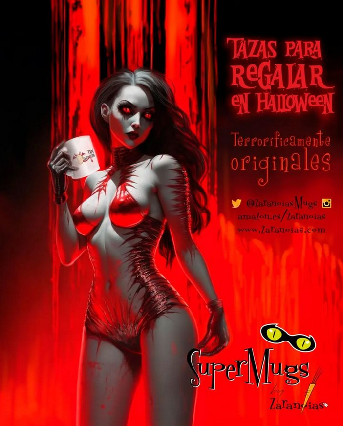 zaranoias's tweet photo. 🥕 🥕 🥕 "¡Se acerca Halloween y tengo algo especial para tod@s vosotr@s! 👻🎃

Este es mi mes y os presento un cartel que realmente calienta el ambiente... ¡literalmente! Y mis tazas... también ☕

#Halloween #TazasOriginales #tazaspararegalar #regalosorpresa #Zaranoias https://t.co/iKuUYqpmQZ