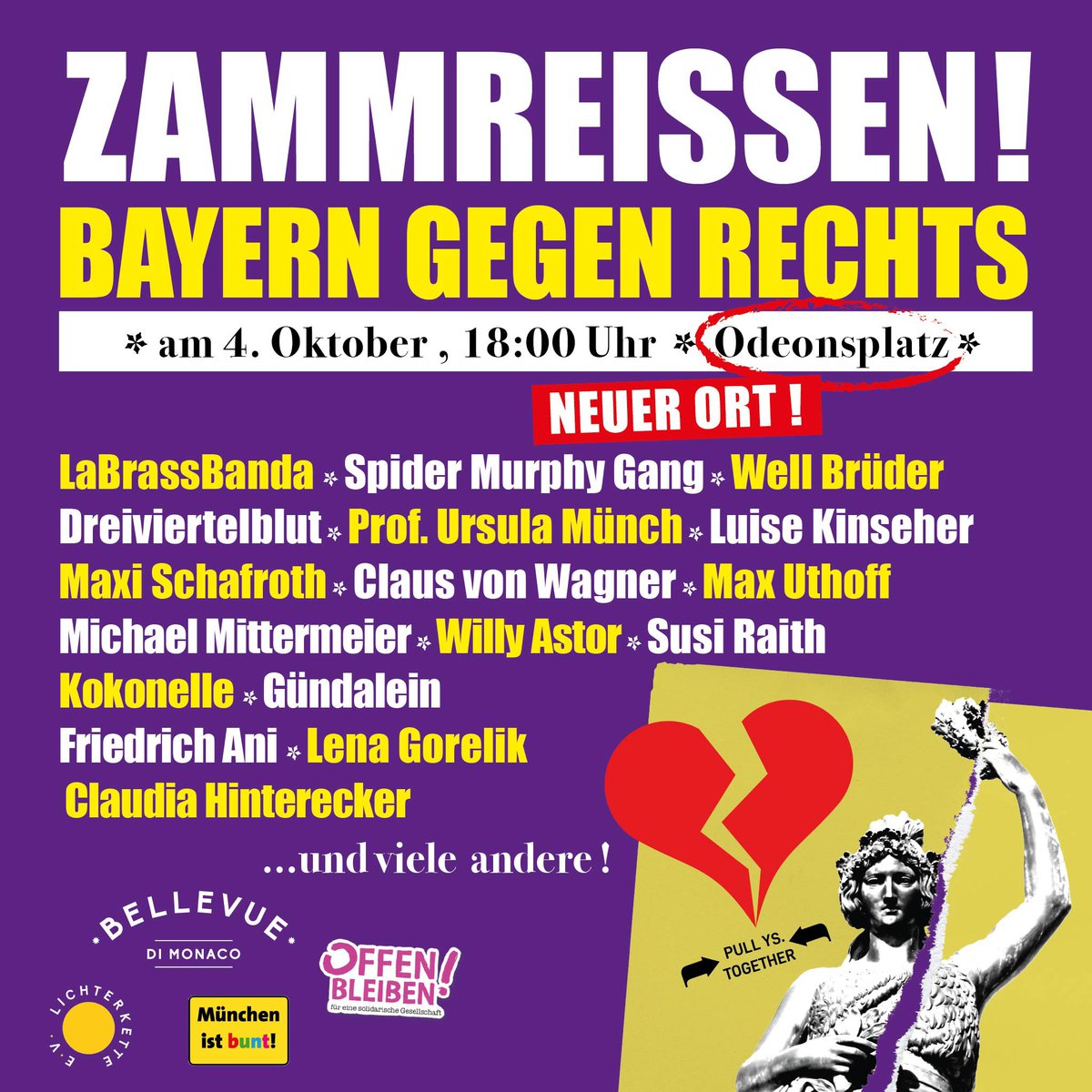 München ist bunt und steht heute Abend auf gegen rechte Hetze. Als ASB Bayern unterstützen wir natürlich gerne das Engagement des Veranstalters <a href="/bellevue_monaco/">Bellevue di Monaco</a> und rufen zur Teilnahme an dieser wichtigen Veranstaltung auf!

#toleranz #respekt #demokratie #landtagswahl