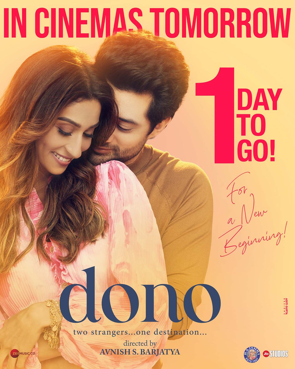 Just 1 day to go for #Dono to rule your hearts 🧡🫶🏻

Advance bookings now open, pre-book now on BookMyShow! 🎉

Directed by #AvnishBarjatya
Starring #RajveerDeol #Paloma

Music <a href="/ShankarEhsanLoy/">Shankar Ehsaan Loy</a> | Lyrics <a href="/irshad_kamil/">Irshad Kamil</a> | DOP #ChirantanDas