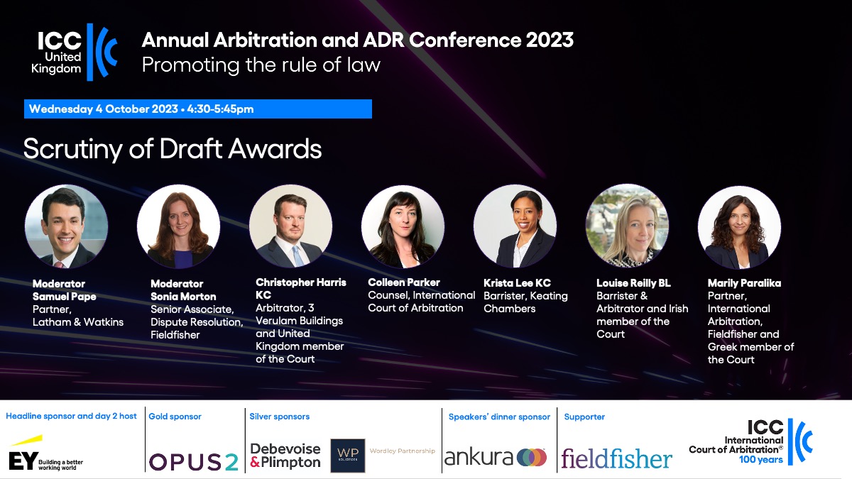 Get ready for the first session of this year’s Annual Arbitration & ADR Conference! We have a fantastic panel lined up to discuss the Scrutiny of Draft Awards. @iccwbo @ICC_arbitration #arbitration #ICCCourtat100 #ICCArbConf23 #YAAF