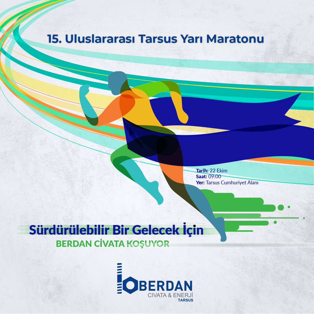 BerdanCivataBC's tweet photo. Bu yıl 15. düzenlenecek olan Tarsus Yarı Maratonu'nda biz de yerimizi alıyoruz. "Sürdürülebilir Bir Gelecek" temasıyla katıldığımız maraton, 22 Ekim Pazar Günü Tarsus Cumhuriyet Meydanı'nda saat 09.00'da başlayacak.
#berdancivata #somun #civata #ankraj #tarsus #tarsusyarımaraton https://t.co/kIQnPbGyp1