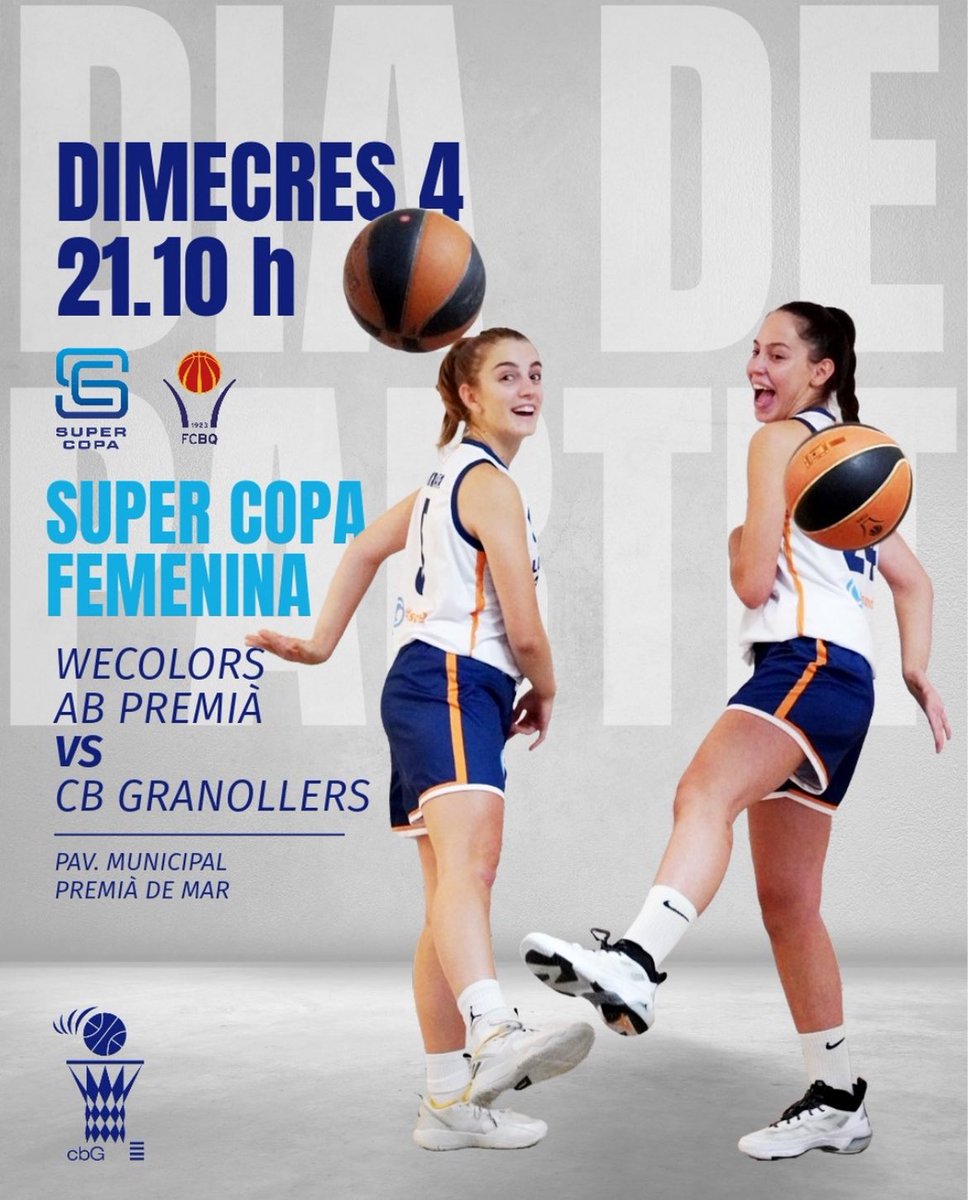 🔥 𝗔𝗩𝗨𝗜 𝗝𝗨𝗚𝗔 𝗘𝗟 𝗡𝗢𝗦𝗧𝗥𝗘 𝗦È𝗡𝗜𝗢𝗥 𝟭 𝗙𝗘𝗠𝗘𝗡Í! 🔥
🏀 Lluitarem per la segona victòria i per col·locar-nos amb un 2-2 a mitja taula!
☝🏻Som-hi noies!

🏀 J4 | Super Copa Femenina
🆚 <a href="/abpremia/">AB Premià</a> 
🗓️ Dimecres 4
⏰ 21:10
📍Granollers
📺 Streaming AB PREMIÀ

#somcbg