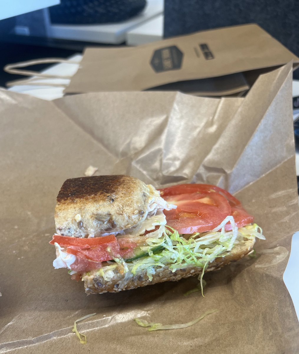 MackenzieMiers's tweet photo. How’s this for #shrinkflation @tboypod? Today’s sandwich had less than half of a top slice 🫠 https://t.co/XdRrKHwIEg
