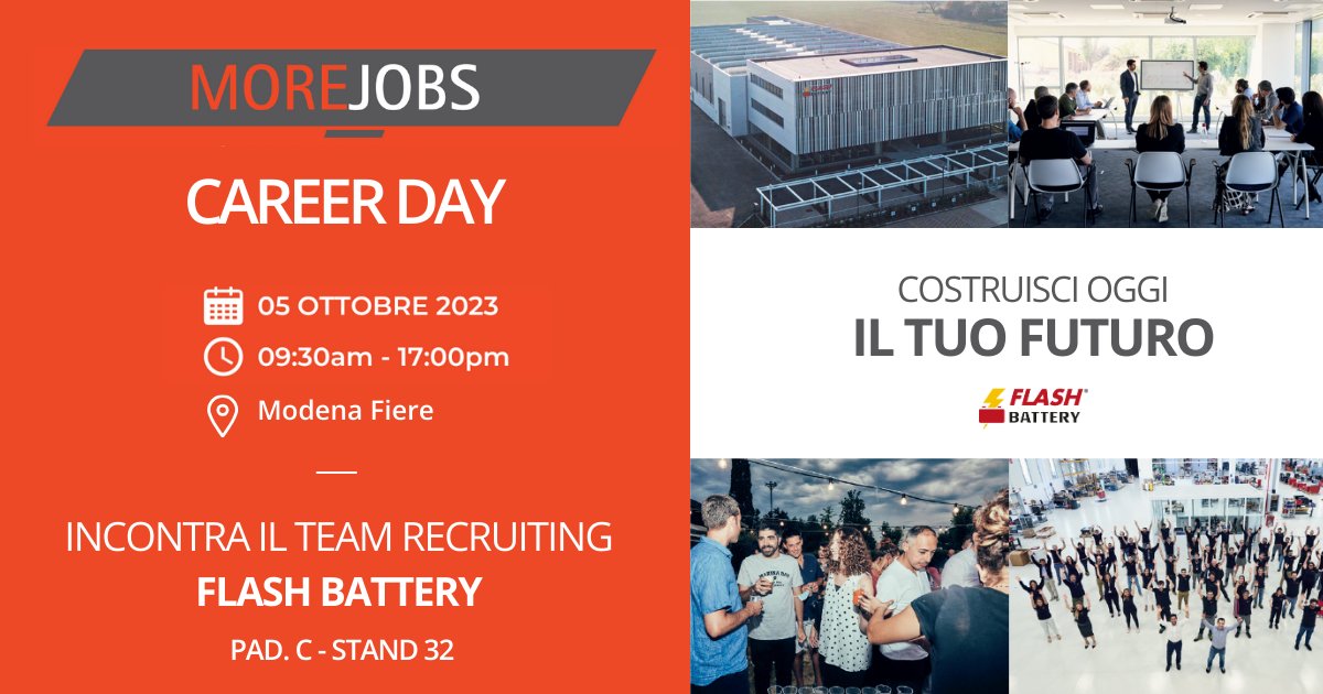 Il nostro team HR ti aspetta a MoreJobs 2023: il Career Day di @UNIMORE_univ che si terrà domani, giovedì 5 ottobre, presso Modena Fiere dalle 09:30 alle 17:00.
Vieni a trovarci al Pad. C - stand 32! 

Dalle 14.00 alle 14.25 segui la nostra presentazione aziendale presso aula 2!