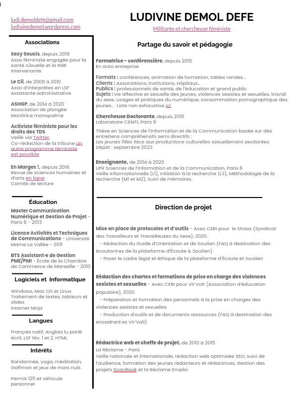 ludidemoldefe's tweet photo. [Cherche emploi]

La thèse  déposée, je suis en quête du job de mes rêves 

Idéalement dans des structures tournées vers la  prévention / sensibilisation vie sexuelle et vie affective, Rdr. En tant  que Chargé·e de plaidoyer, Coordinatrice de projets, Formatrice.

Merci ! https://t.co/lO144cjIWE