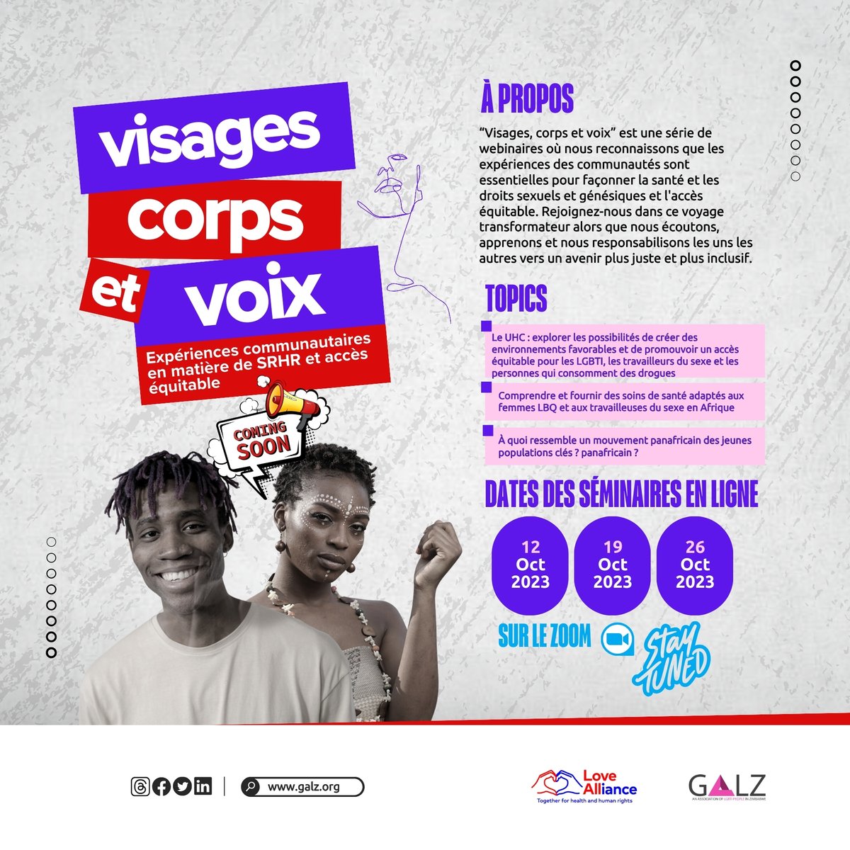 galzinf's tweet photo. Stay tuned for the 'Faces, Bodies &amp; Voices' Webinar Series where we listen and learn from the experiences of LGBTIQ, People Who Use Drugs (PWUD) and Sex Workers on Sexual Reproductive Health and Rights (SRHR) and Equitable Access. Your voice matters!
#COMINGSOON 
#webinar https://t.co/tHeDO9Pulz