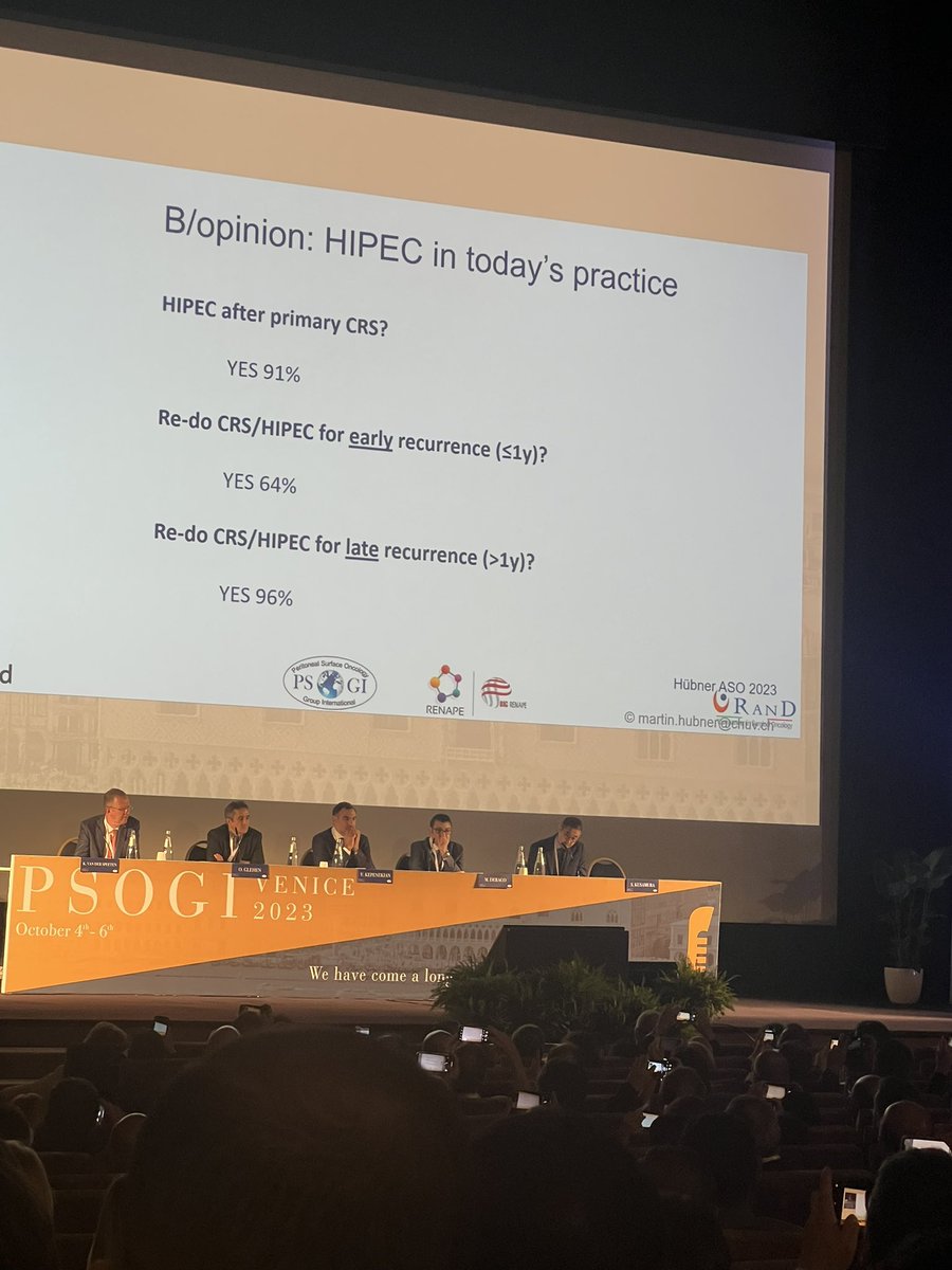 #PSOGI2023 has started. In a delphi consensus round 91% said that HIPEC should be offered for colorectal cancer patients after CRS. 91%! Really highlights that a new RCT is needed following PRODIGE-7 @DeliaCortesGuir @oliviawriting @glehenolivier @AndreasBrandl8 @dr_mohammadyami