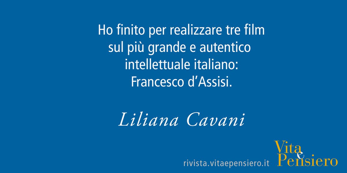 Oggi, #4ottobre, #SanFrancesco D'Assisi, potete trovare l'articolo della regista #LilianaCavani "Da Charles de Foucauld a Francesco d’Assisi" gratis, sul sito della rivista Vita e Pensiero
<a href="/Unicatt/">Università Cattolica</a>

👉 vitaepensiero.it/scheda-articol…