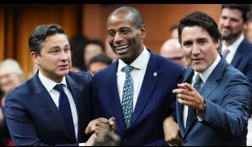 binmamour's tweet photo. The MP Greg Fergus has been elected to be the first black Canadian to hold the position of Speaker of the House of Commons. &amp; was escorted into the House of Commons by both PM Justin Trudeau and Conservative Leader Pierre Poilievre on Parliament Hill in Ottawa on October. 3, 2023 https://t.co/ejo9rtvC3a