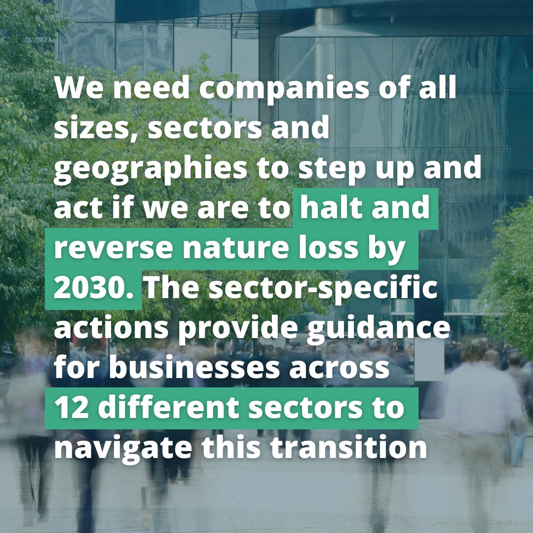 12 sectors – 12 guides for businesses to contribute to halting and reversing #NatureLoss by 2030.

<a href="/BfNCoalition/">Business for Nature</a>, <a href="/wbcsd/">gj</a> &amp; <a href="/wef/">World Economic Forum</a> outline the sector-specific actions businesses can take to transform their operations.

Read them here: bit.ly/3P5IWHw