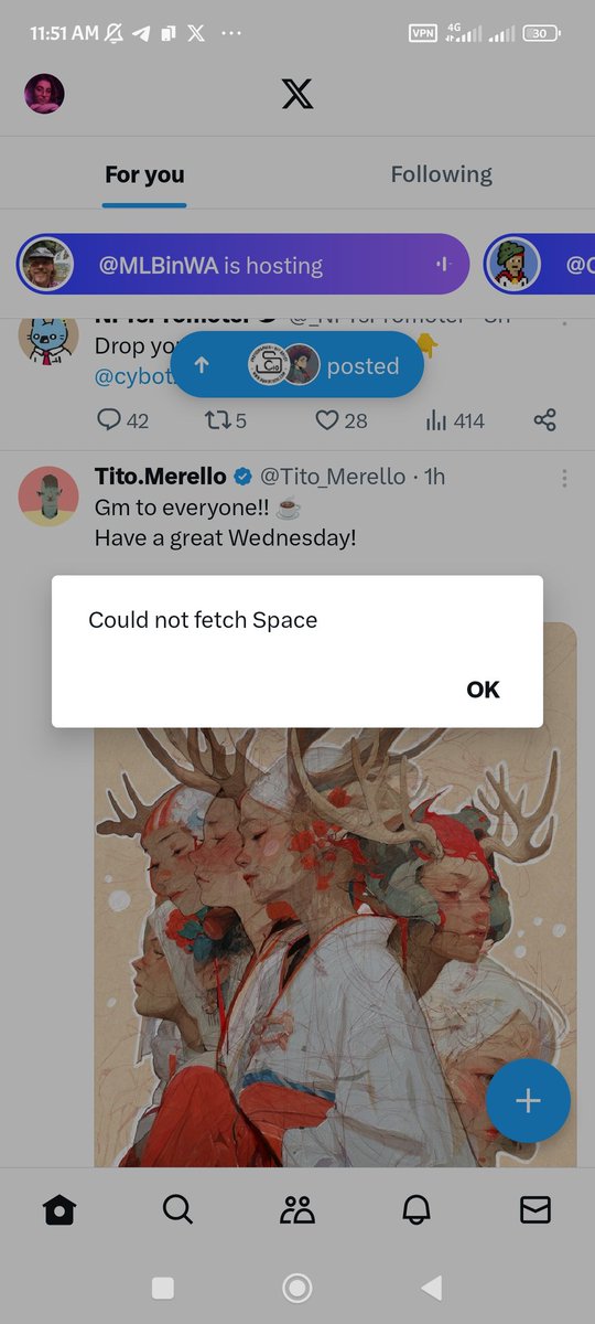 Saigolafzali_'s tweet photo. Hey @XSpaces I cant join any Space, it keeps saying "could not fetch space" ๐๐ป #spacesbugs https://t.co/NdchkXwA1k
