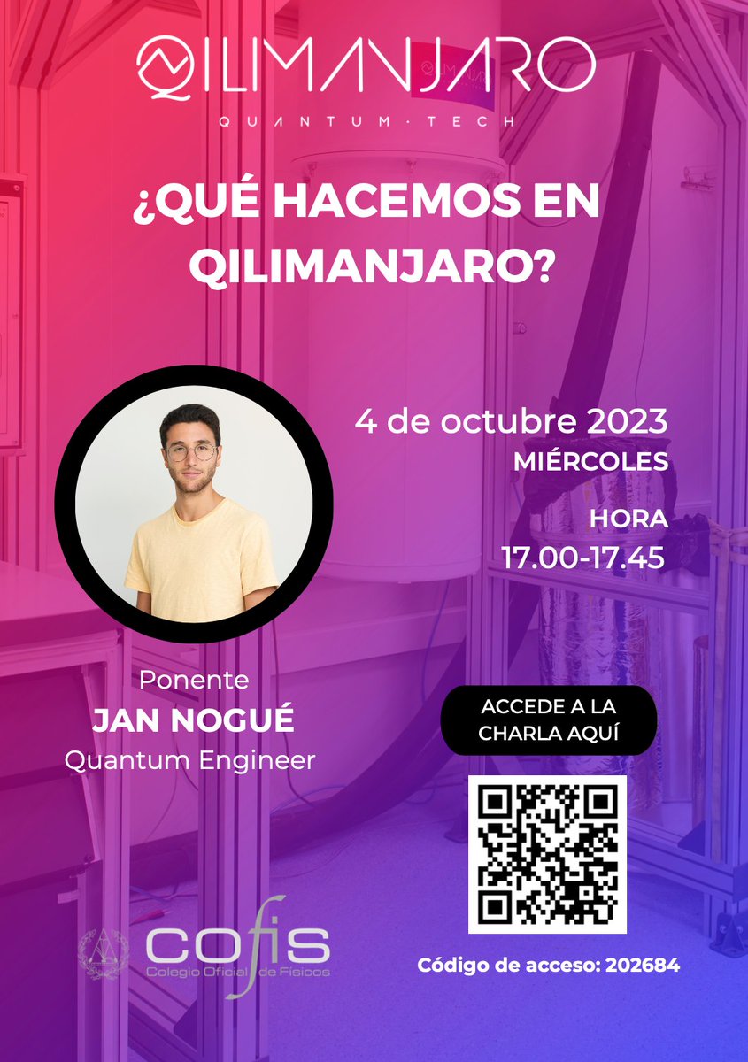 qilimanjaro's tweet photo. 🚨 Today, 5pm!
1st @red_cofis talk by Qilimanjaro about #QuantumComputing (in Spanish 🇪🇸)

Join us via Zoom: https://t.co/bPPAjxXSOb
Access code: 202684 https://t.co/QIIBTT2WKu