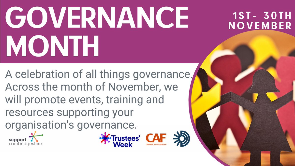 Strong governance is key to nonprofit success. Join us during #GovernanceMonth to build a solid foundation for your organization. 🏆 

Check out our event schedule now: zurl.co/j7Ck

@SupportCambs  @huntsforum  @CambridgeCVS  @GettingonBoard  @PeterboroughCVS