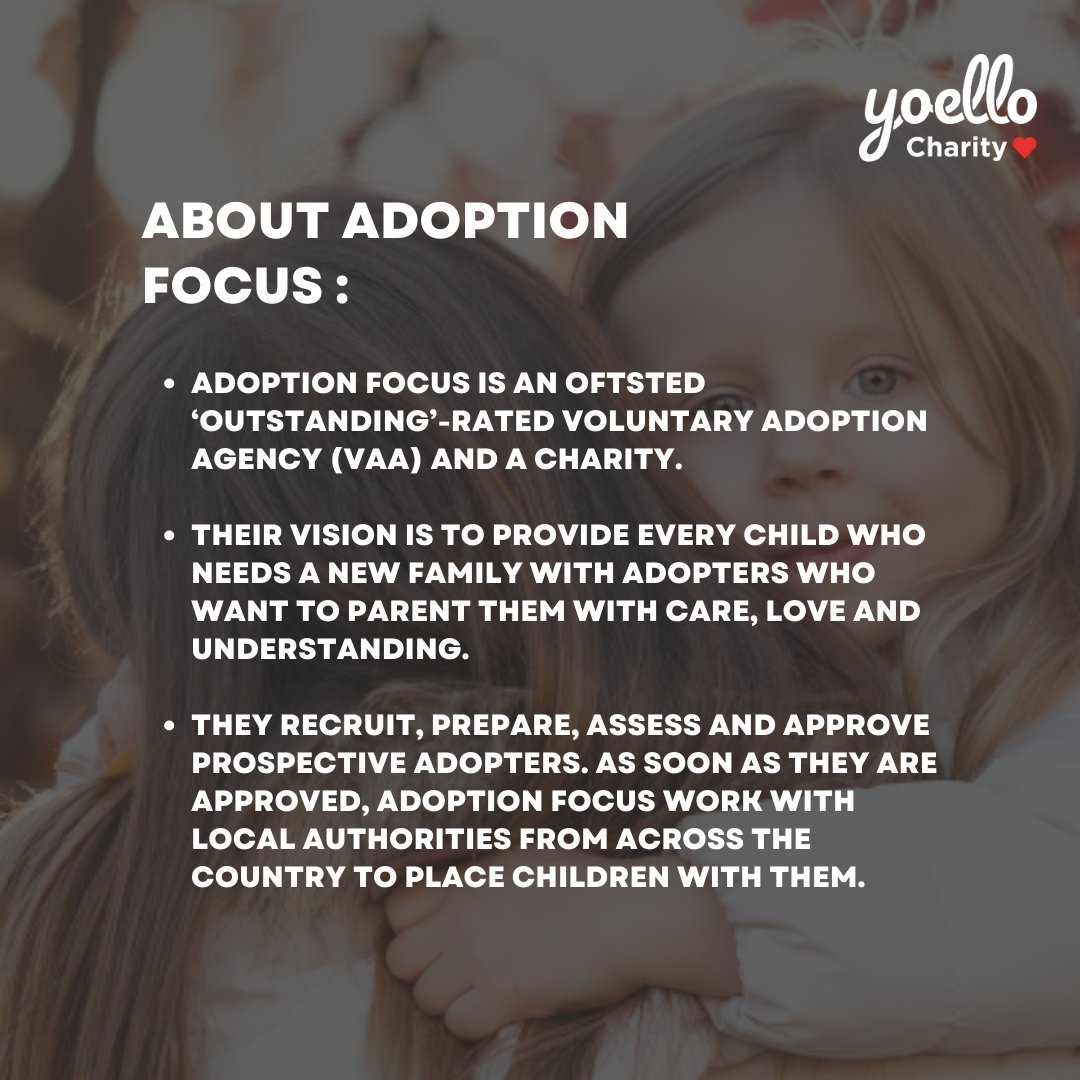 In this week's partner spotlight we have Adoption Focus 💛 

💫 Adoption Focus is an OFTSTED 'outstanding'-rated voluntary adoption agency.
💫 Their vision is to provide every child who needs a new family with adopters who want to parent them with care, love and understanding.
