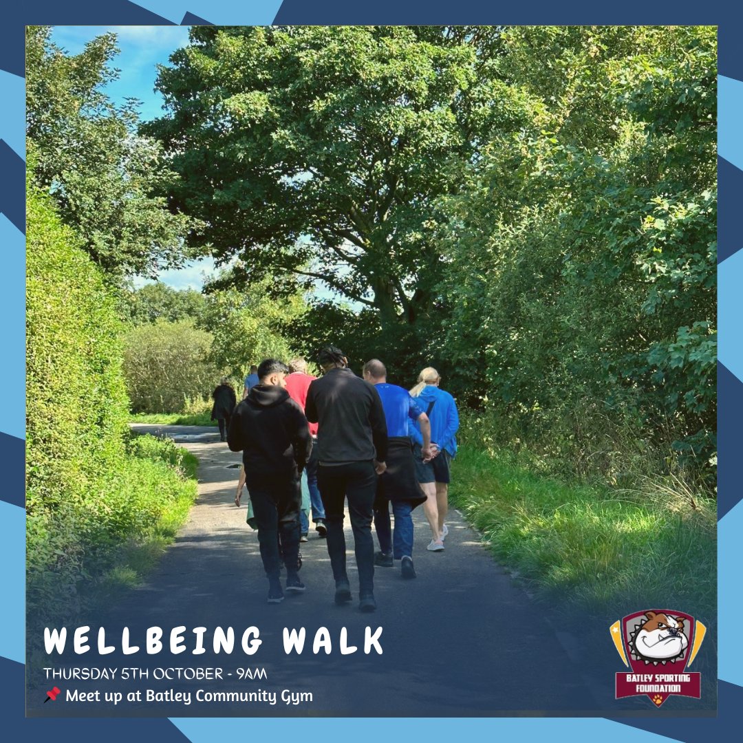 🚶‍♂️ | 𝐖𝐞𝐥𝐥𝐛𝐞𝐢𝐧𝐠 𝐖𝐚𝐥𝐤

Here are the details for the walk this Thursday:
📍 | Batley Community Gym
⏱️ | 9am

Come along for a social walk followed by a cuppa and chat!

🔗 | batleysportingfoundation.org/book-a-session

🤝 | <a href="/KirkleesCouncil/">Kirklees Council</a> <a href="/KirkleesComPlus/">Kirklees Community Plus</a>

#Batley #birstall #Dewsbury