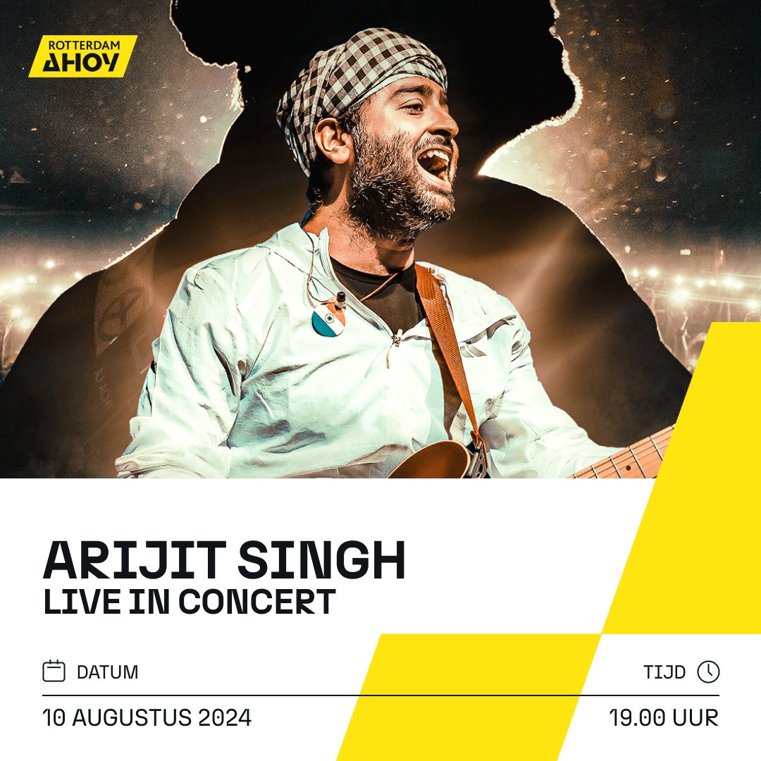 rotterdamahoy's tweet photo. Arijit Singh keert terug naar Nederland na zijn uitverkochte concert in 2022. Op zaterdag 10 augustus 2024 treedt hij op in Ahoy's RTM Stage🤩.
Kaartverkoop start op vrijdag 6 oktober om 00:00 uur. Voor meer informatie check https://t.co/CQsJxxN8Z0
#arijitsingh #RTMstage #ahoy https://t.co/FtafgNkmp3