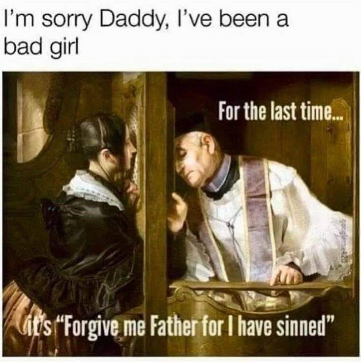 ComedyBaseUK's tweet photo. ✨JOKE OF THE DAY✨
Her: I'm sorry Daddy, I've been a bad girl...
Priest: For the last time, it's "Forgive me Father, for I have sinned!"
#jokeoftheday #jotd #whatsonbrighton #whatsoneastsussex #comedybase #dadjoke https://t.co/Fjs6HHdSSL