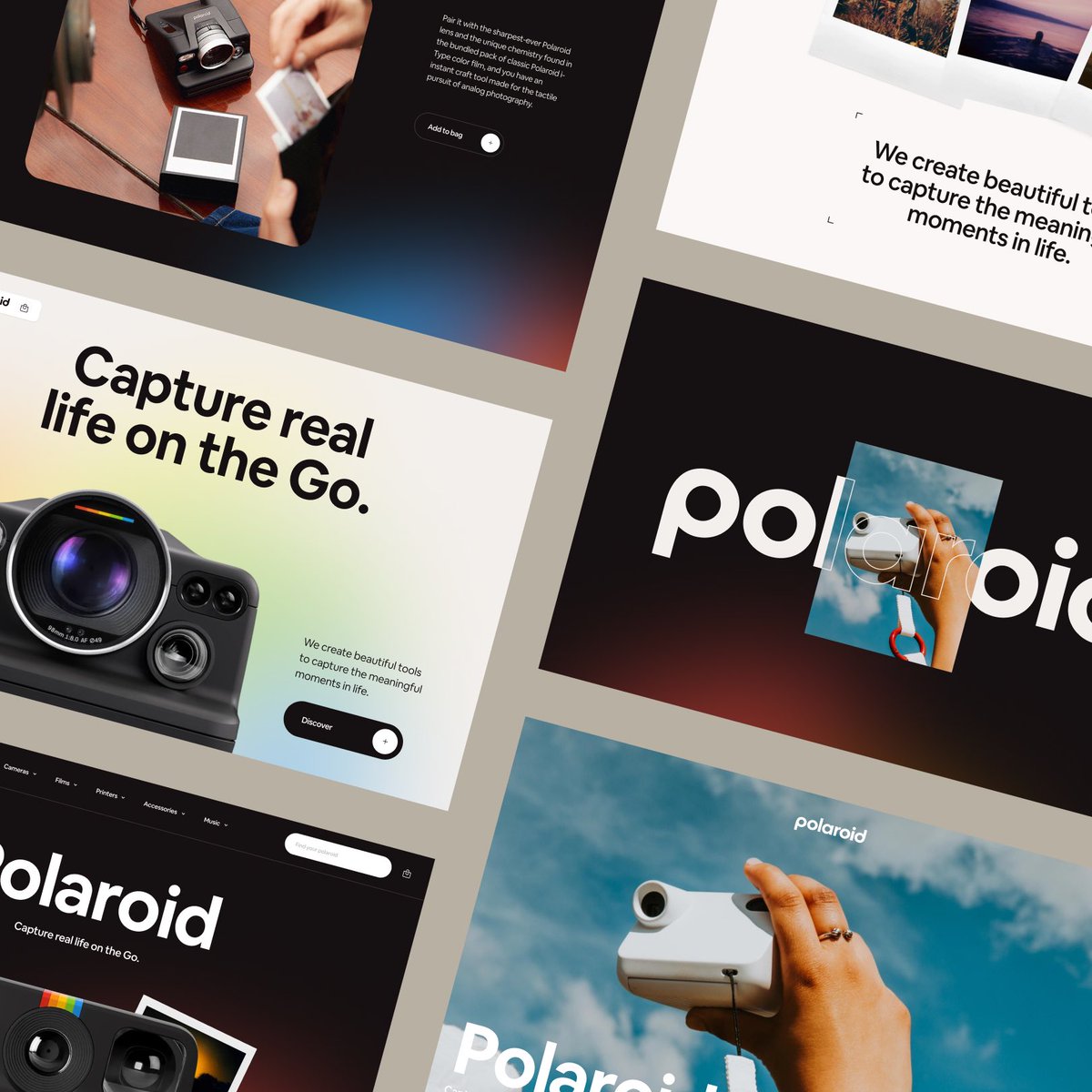 Got inspired by the work of Build in Amsterdam for <a href="/Polaroid/">Polaroid</a>. So I decided to give it a go myself 📸 Exploring some layouts.