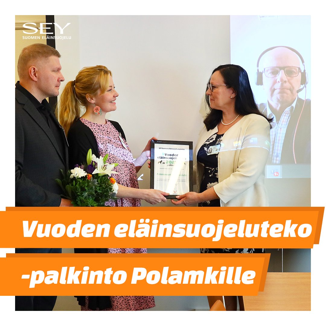 Jaoimme Vuoden eläinsuojeluteko -palkinnon Poliisiammattikorkeakoululle merkittävistä parannuksista eläinsuojeluteemaiseen koulutukseen. Kiitos @Polamk ja onnea ja menestystä uusiin tuuliin! tinyurl.com/4tsc4nzs #eläinsuojelu #vuodeneläinsuojeluteko #eläinlaki #eläintenpäivä