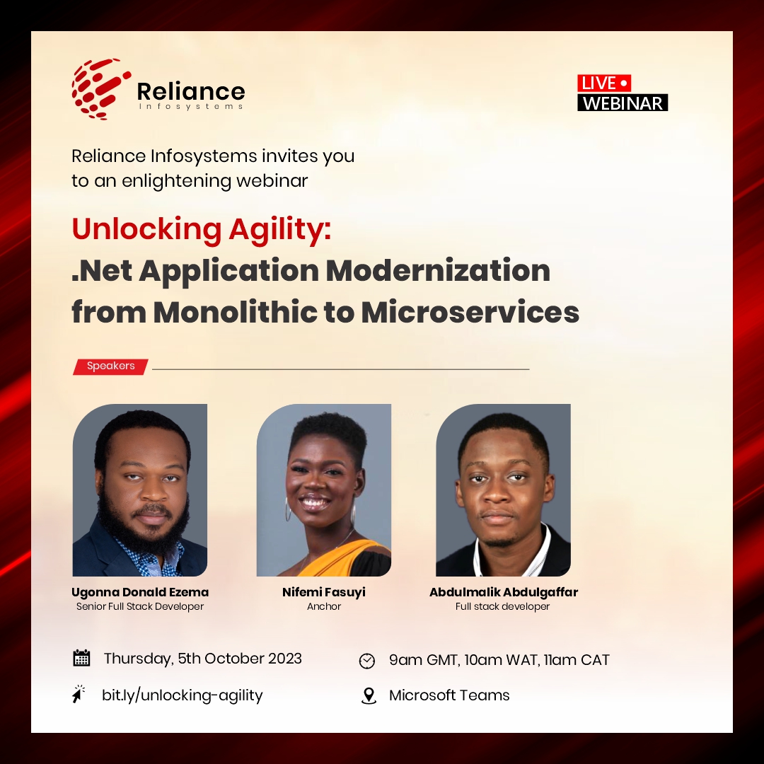 RelianceInfoSys's tweet image. Happening tomorrow!
Join us to gain insights into the importance of .Net Application Modernization from Monolithic to Microservices, and also learn how to go about it.
Secure your spot at this live webinar now >>lnkd.in/dcwhDjti
#netapplication #webinar