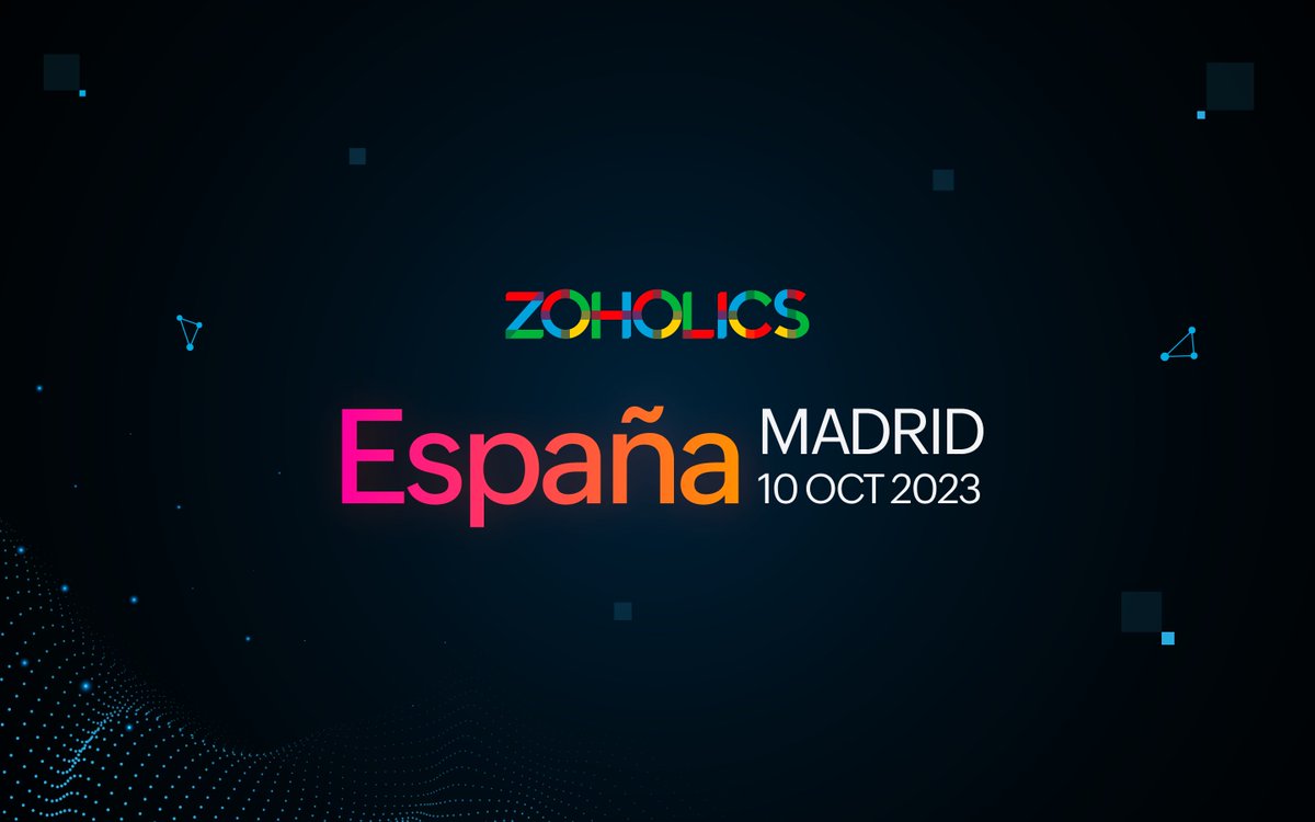 ¡La cuenta atrás para #Zoholics ha comenzado! 🎉 En 5️⃣ días, el evento más esperado por la comunidad de usuarios de <a href="/ZohoEspana/">Zoho España</a>  tendrá lugar en el <a href="/TeatroGoya/">TeatroGoya</a> 

Nuestros clientes <a href="/Escrapalia/">Escrapalia</a>  Nortempo y <a href="/HeelSpain/">Heel España</a> compartirán sus experiencias en Zoho Creator y Zoho ONE.