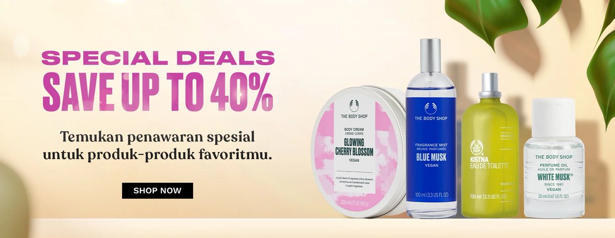 ✨SPECIAL DEALS✨

Temukan penawaran menarik dari The Body Shop diskon sampai dengan 40% OFF untuk produk favorit kamu!

Shop here thebodyshop.co.id/promo-parfume