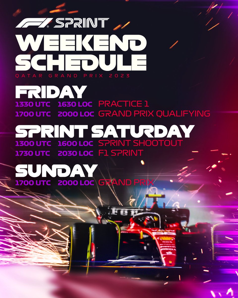 F1's tweet photo. Sprint Saturday returns this weekend in Qatar! 🍿

#QatarGP #F1Sprint https://t.co/UeDAtJpHXk