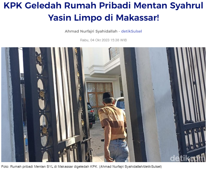 Rumah pribadi Mentan Syahrul Yasin Limpo (SYL) di Kota Makassar digeledah KPK! #SYL #mentanSYL #KPK #SyahrulYasinLimpo