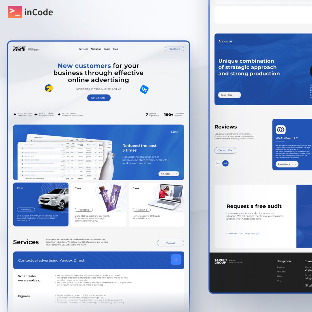 inCode_Systems's tweet image. We&apos;re thrilled to share one of our most transformative collaboration with Target Group, a visionary internet #marketing agency. Together, we&apos;ve woven innovation and design into the very fabric of their #website, setting a new standard in the digital marketing landscape. 🌟
