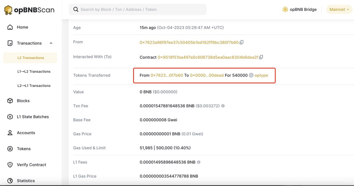 TypeIt fam! 📢

In the first phase of $TYPE cross-chain event, the number of cross-chain $TYPE is 1,459,540. The remaining $TYPE that have not been cross-chained is 540,460. 

Typeit will destroy the unused to make $OPTYPE to MOON faster: opbnbscan.com/tx/0x69837d6db…

Get excited!!