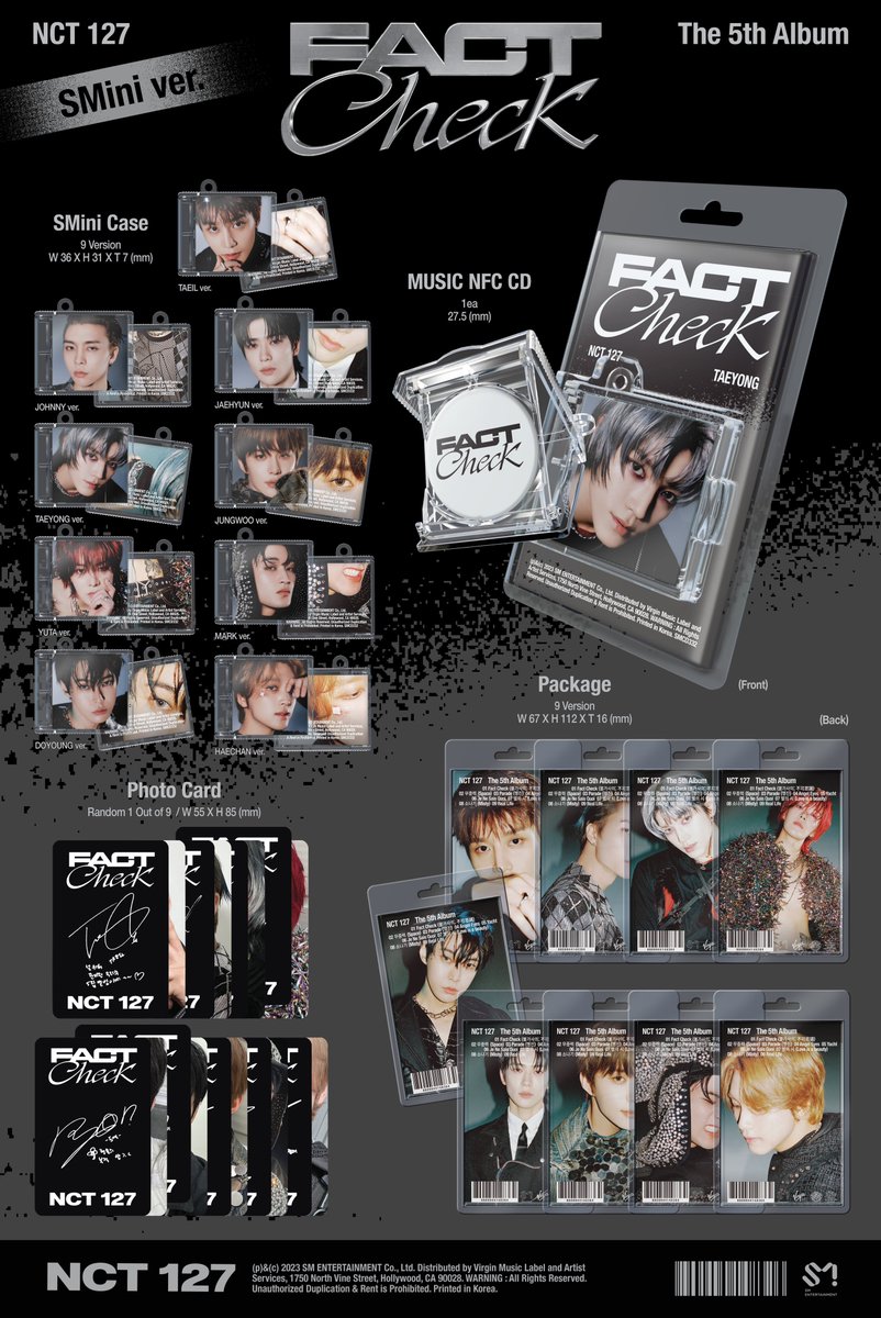 ✅NCT 127 ‘Fact Check’ - The 5th Album 
Album Details (SMini Ver.) - International 

💿Pre-order&amp;save
NCT127.lnk.to/FactCheck

【Fact Check - The 5th Album】
➫ 2023.10.06 1PM (KST)

#NCT127 #FactCheck #不可思議
#NCT127_FactCheck
#NCT127_FactCheck_불가사의