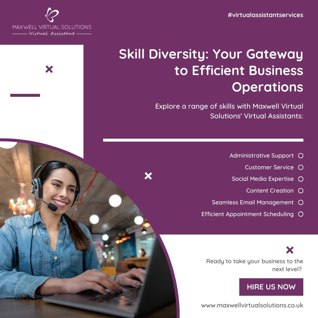 maxwellvirtual's tweet image. Skill Diversity: Your Gateway to Efficient Business Operations. Explore a range of skills with @MaxwellVirtual Assistants:

🌐 #SocialMediaManagement
📧 #EmailHandling
🗓️ #AppointmentScheduling

Ready to take your business to the next level? 📞 1l.ink/QVH688W
