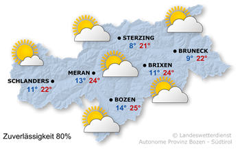 wetter.provinz.bz.it
Wetter morgen: Sonne und Wolken