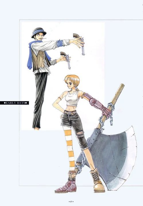 Geo_AW's tweet photo. Oda’s original concept art for sanji and nami https://t.co/N6HoTl5u5x